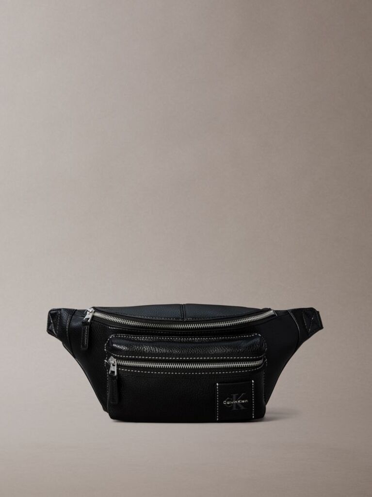 Black Pebbled Signature Logo Bum Bag  Men