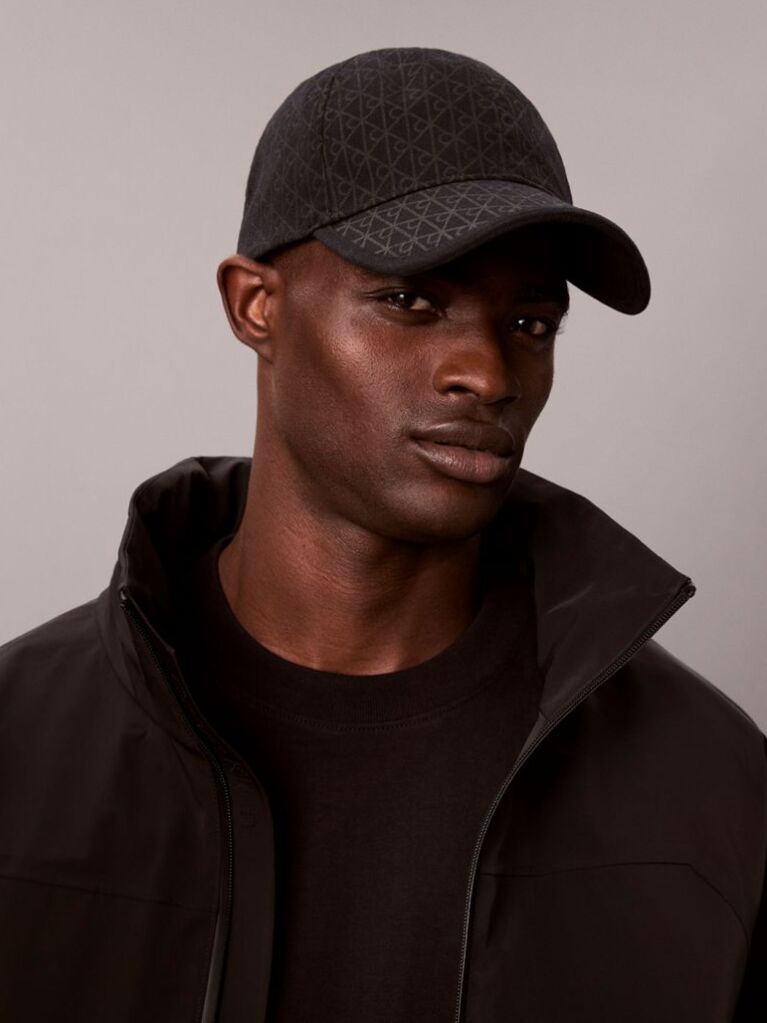 Black Canvas Emblem Logo Baseball Cap  Men