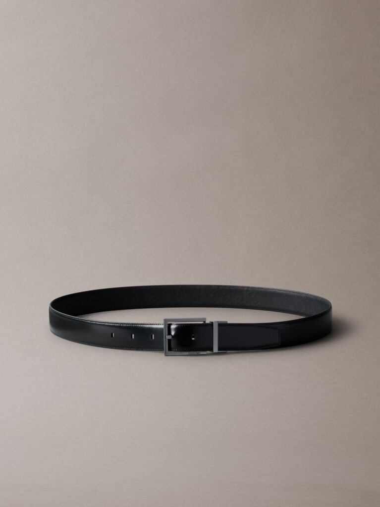 Black Reversible Full-Grain Leather Belt  Men
