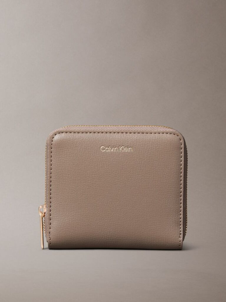 Beige Foil Logo Square Zip Wallet  Women