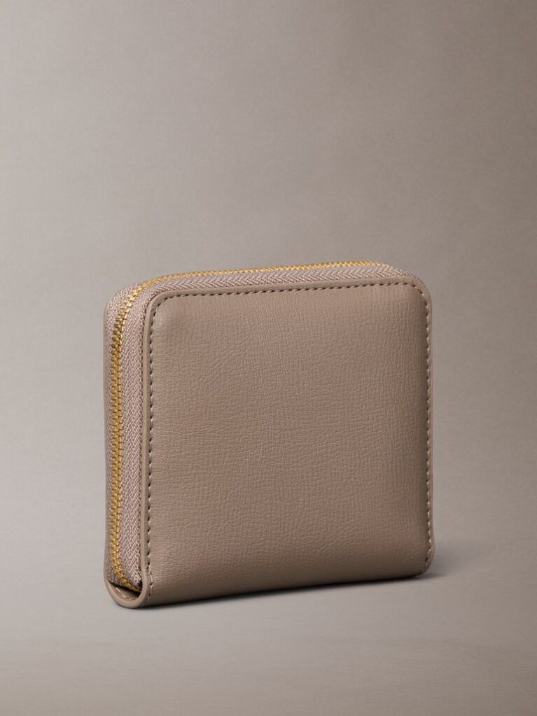Beige Foil Logo Square Zip Wallet  Women