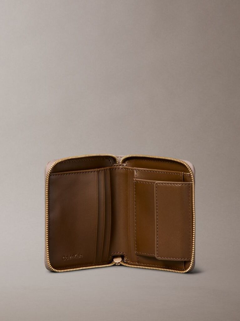 Beige Foil Logo Square Zip Wallet  Women