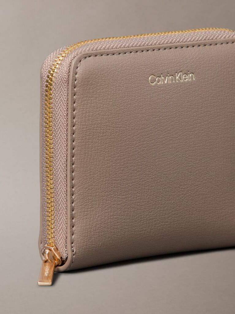 Beige Foil Logo Square Zip Wallet  Women