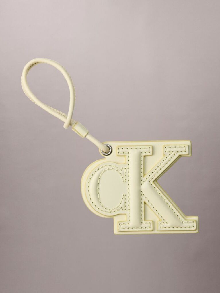 Green Leather Signature Logo Stitched Bag Charm  Women