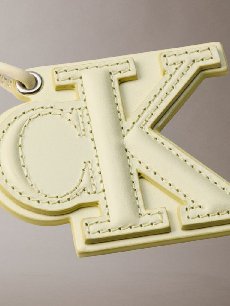 Green Leather Signature Logo Stitched Bag Charm  Women