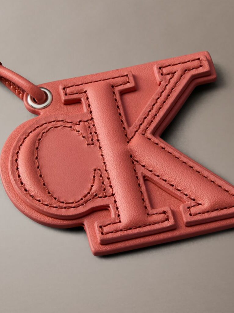 Pink Leather Signature Logo Stitched Bag Charm  Women