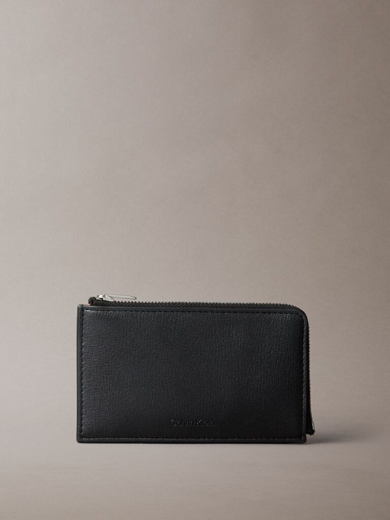 Black Metallic Logo Zipped Card Holder  Women