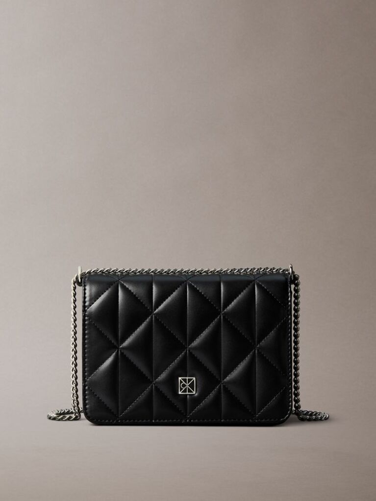 Black Quilted Emblem Logo Mini Bag  Women