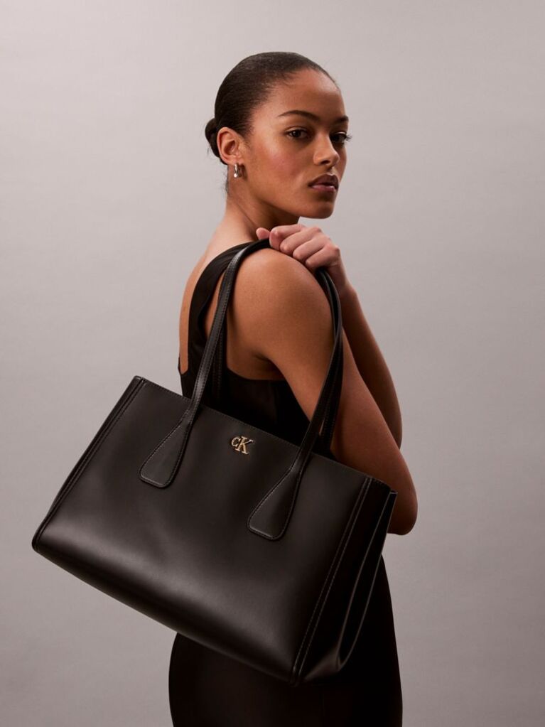 Black Monogram Medium Work Tote Bag  Women