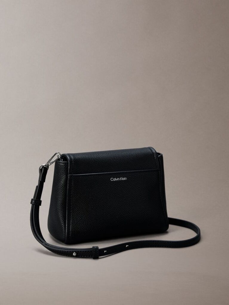 Black Pebble Grain Crossbody Bag  Women