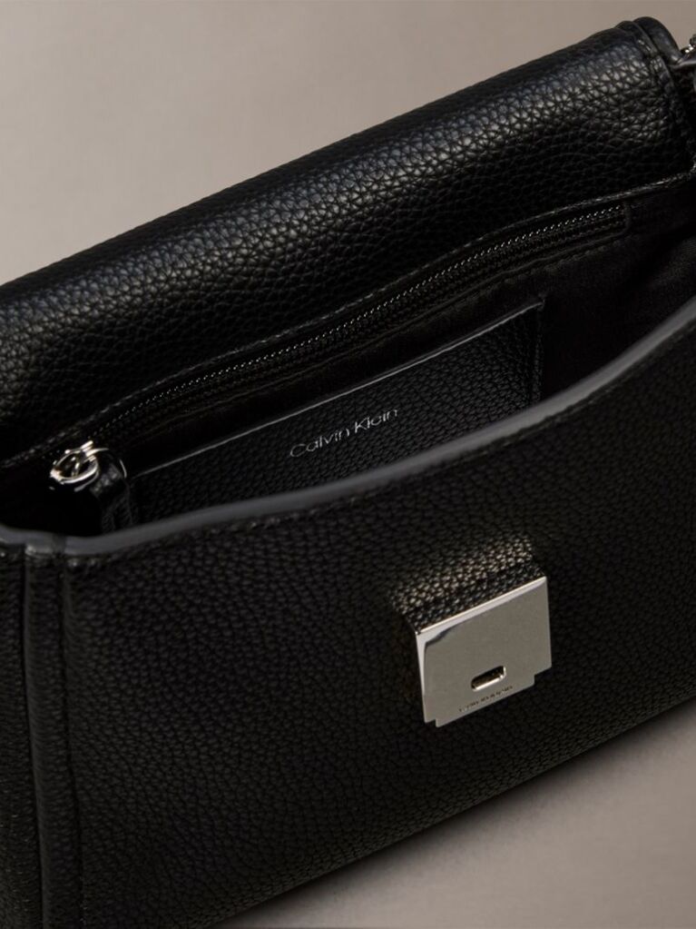 Black Pebble Grain Crossbody Bag  Women