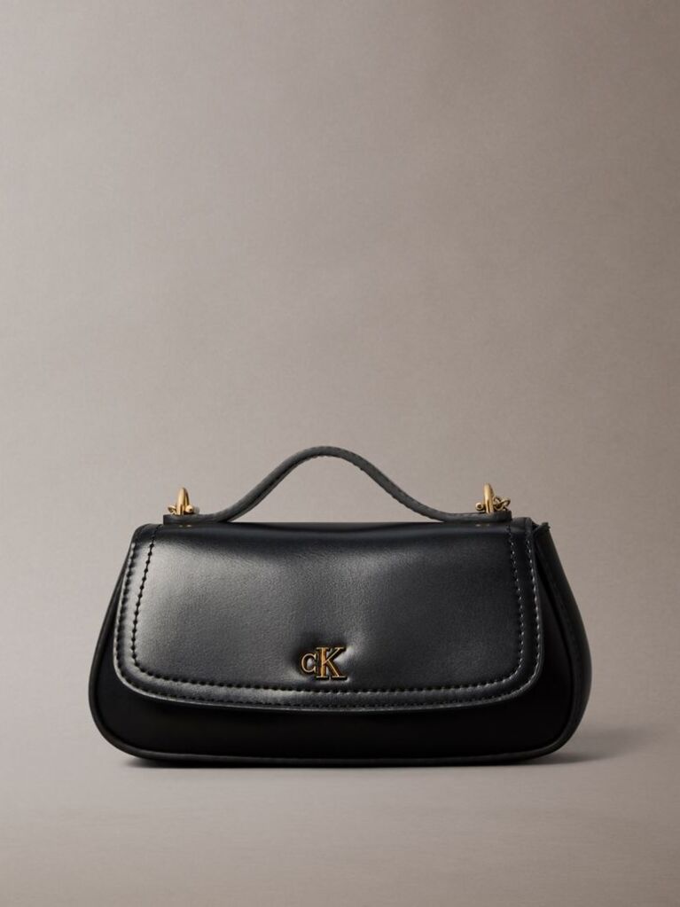 Black Monogram Plaque Flap Crossbody Bag  Women