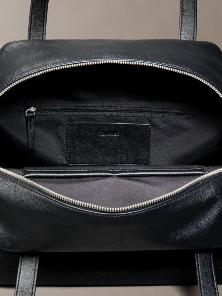 Black Debossed Monologo Slouch Tote Bag  Women