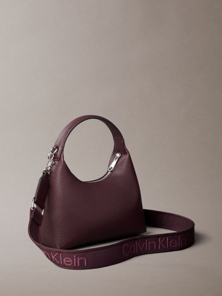 Red Logo Strap Textured Crossbody Bag  Women