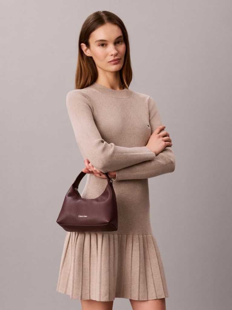 Red Logo Strap Textured Crossbody Bag  Women