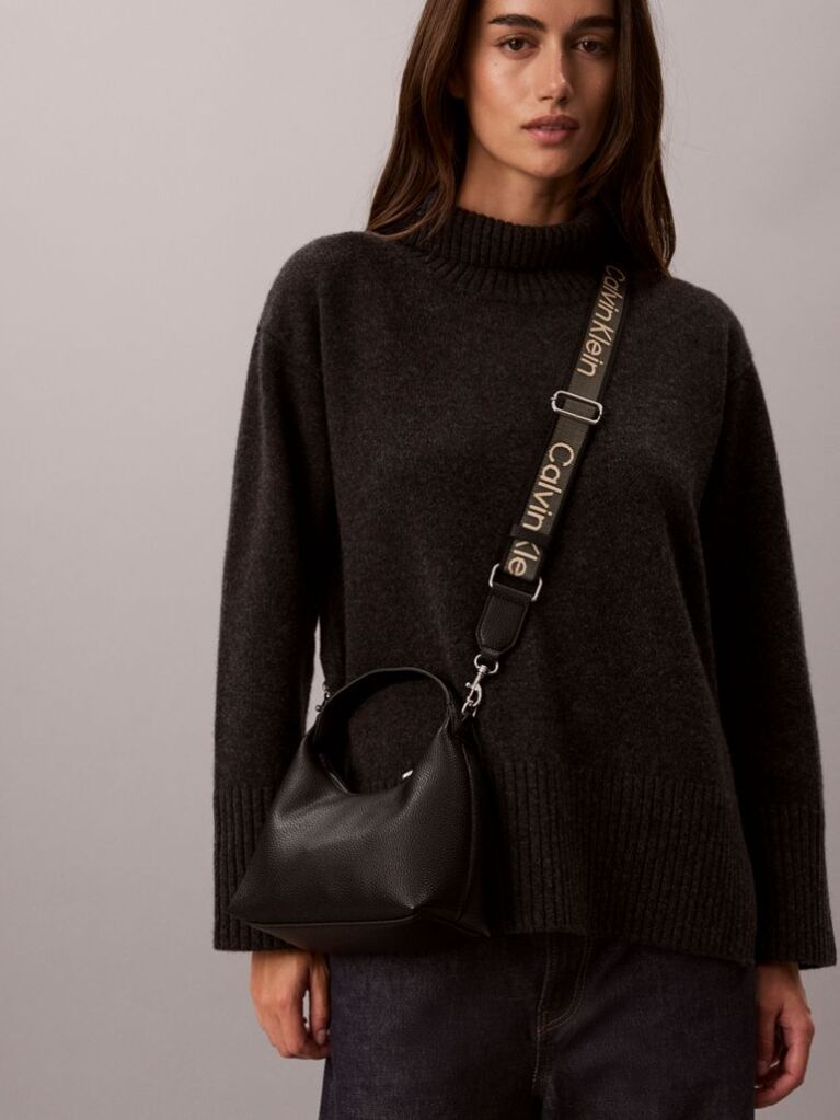 Pink Logo Strap Textured Crossbody Bag  Women