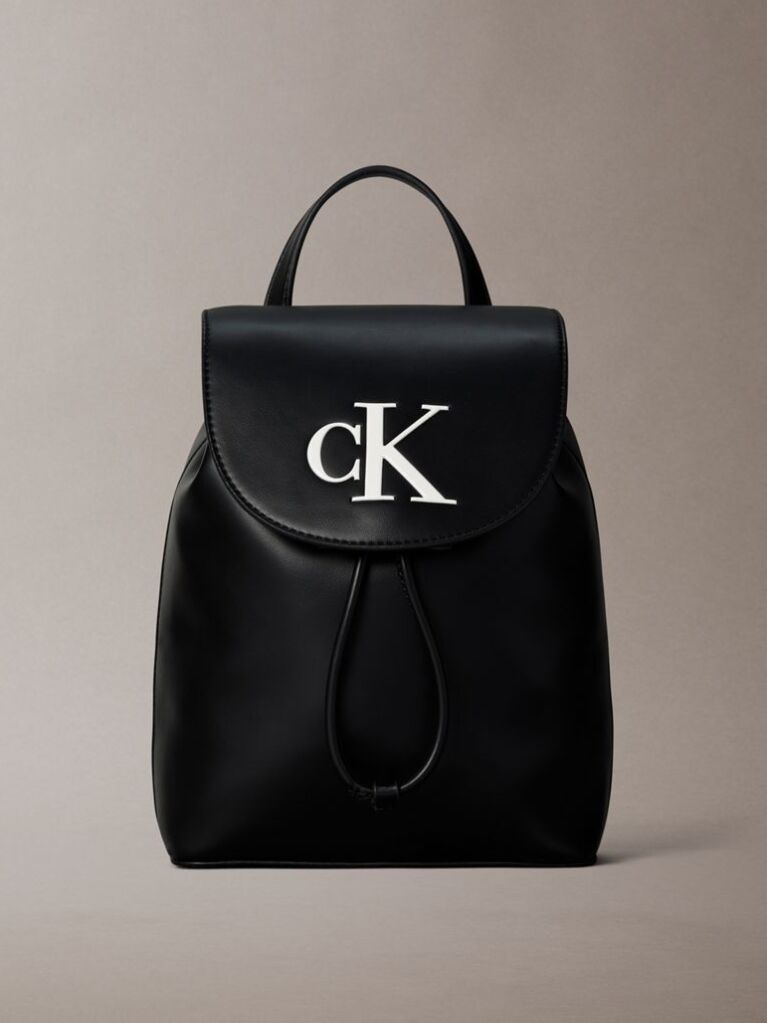 Black Contrast Monogram Flap Backpack  Women