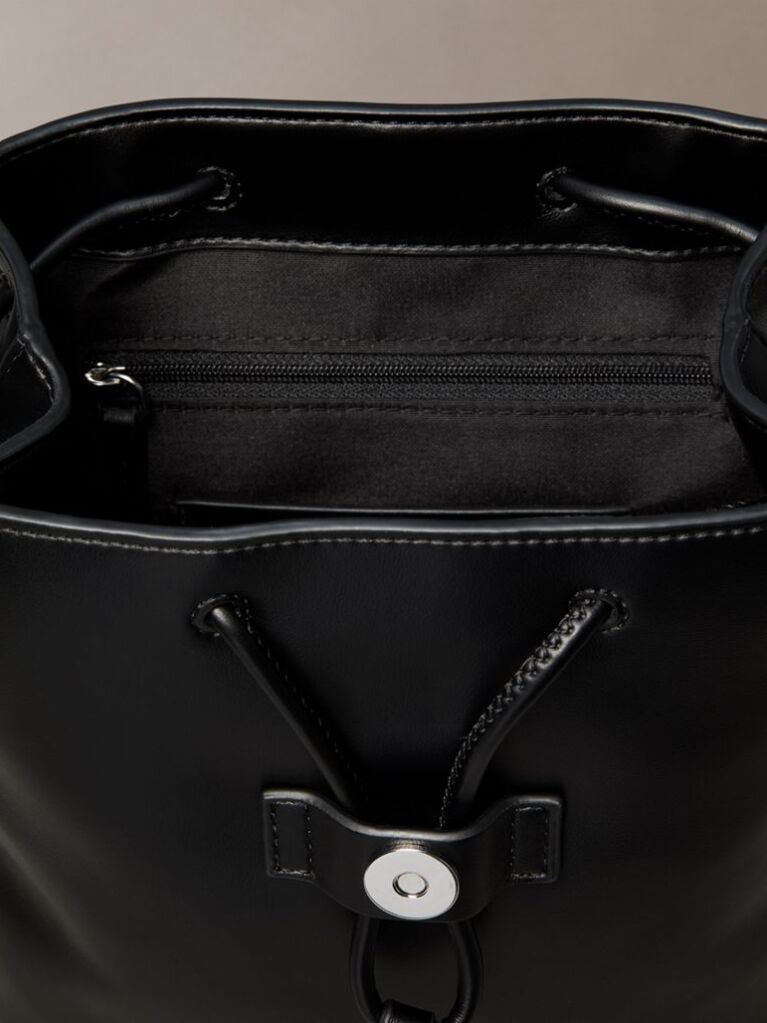 Black Contrast Monogram Flap Backpack  Women