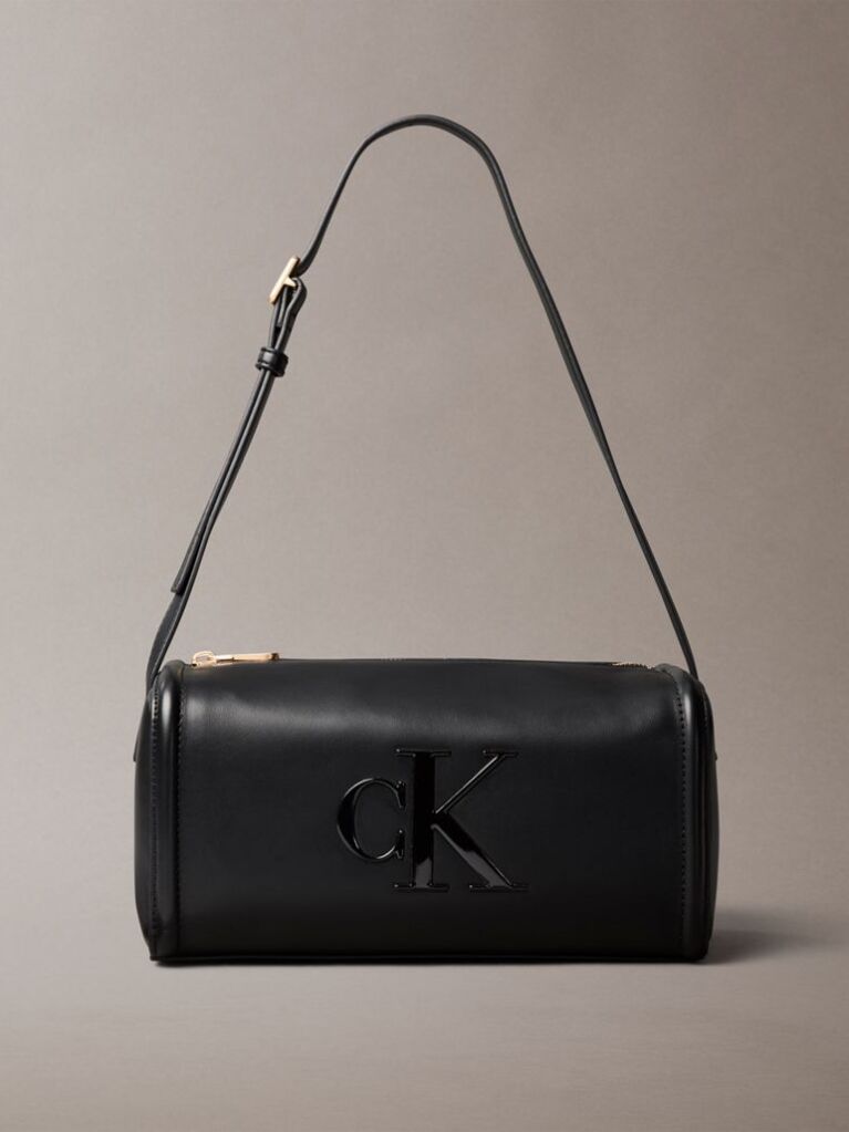 Black Contrast Monogram Boxy Shoulder Bag  Women