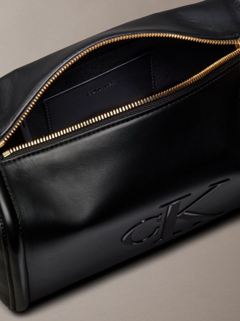 Black Contrast Monogram Boxy Shoulder Bag  Women
