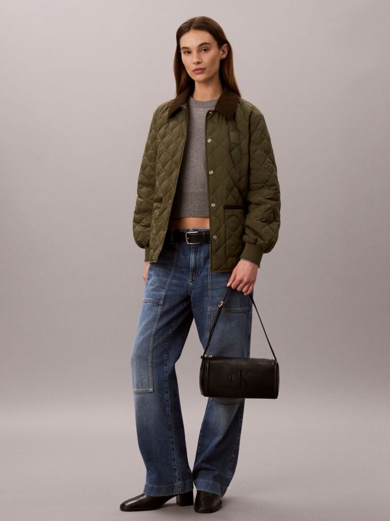 Black Contrast Monogram Boxy Shoulder Bag  Women