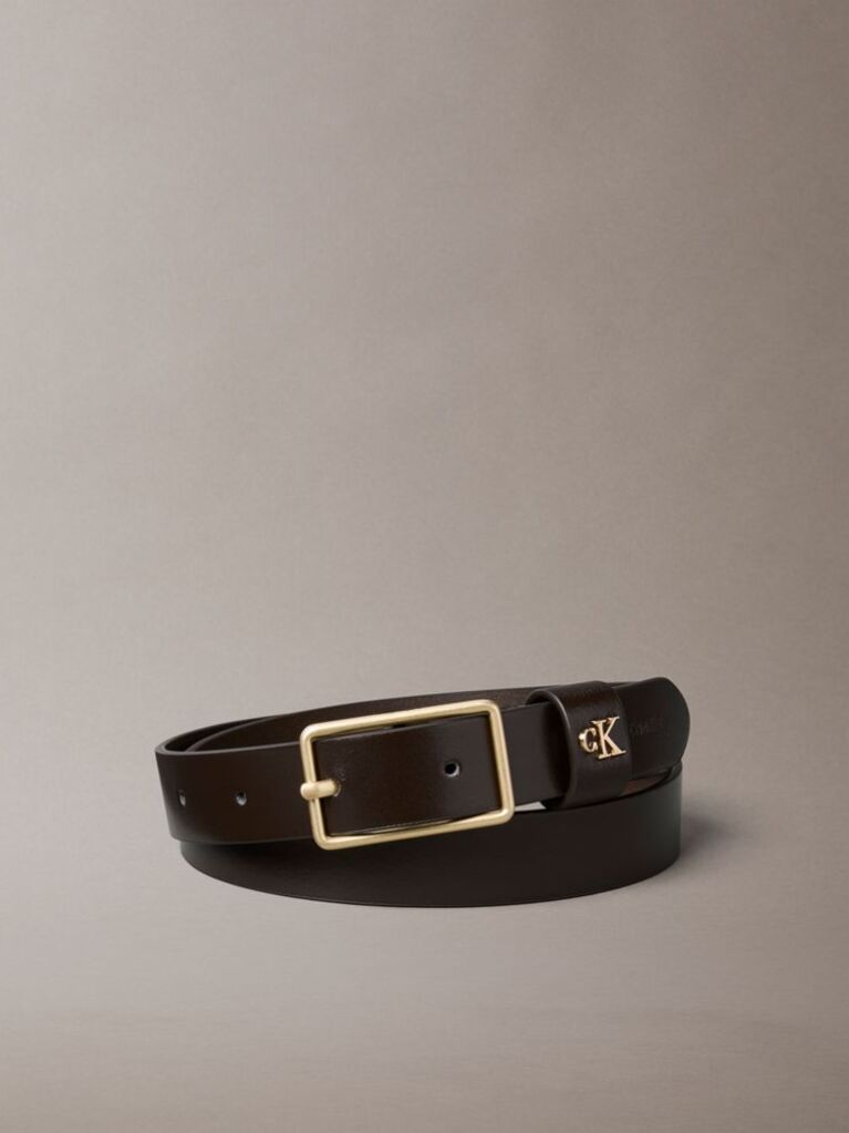 Brown Full Grain Leather Logo Belt  Women