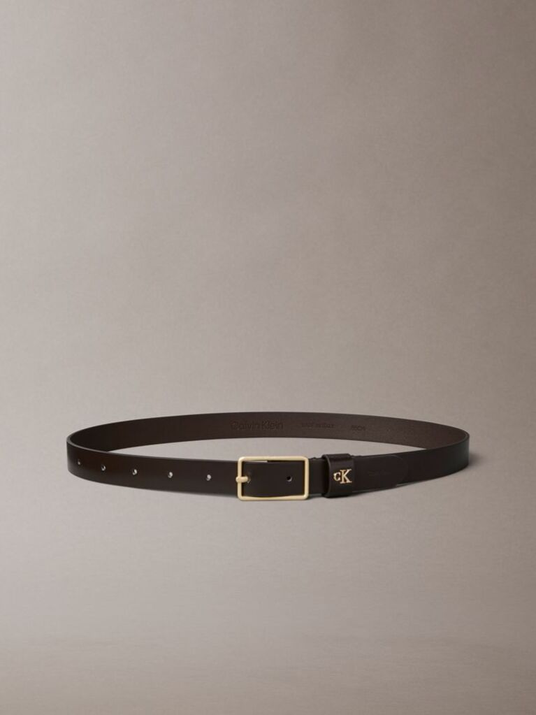 Brown Full Grain Leather Logo Belt  Women