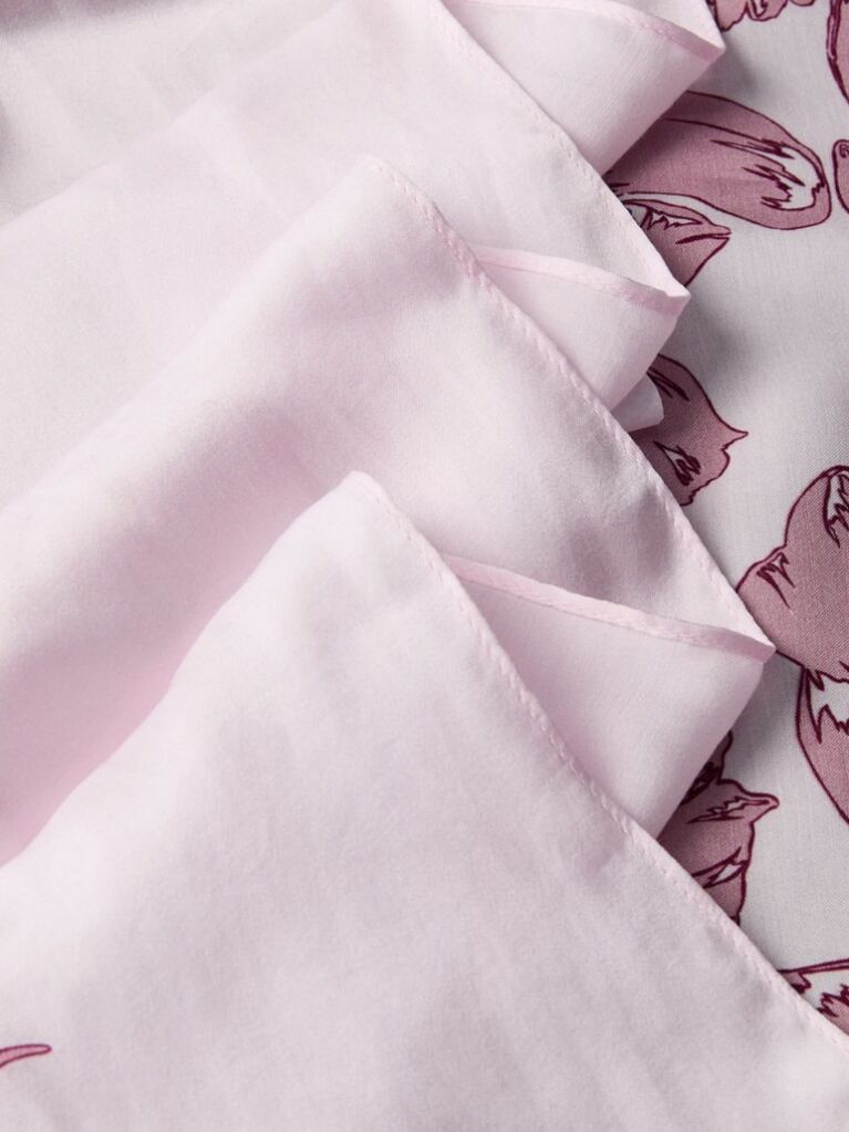 Pink Square Floral Logo Scarf  Women