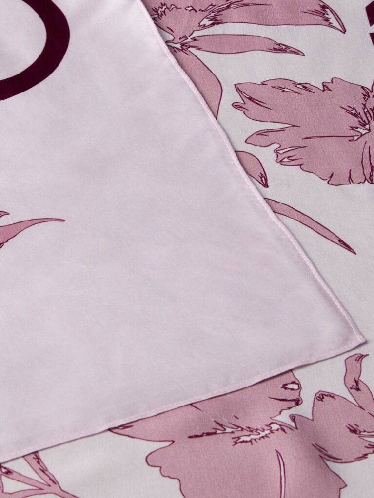 Pink Square Floral Logo Scarf  Women
