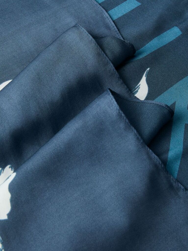 Blue Square Floral Logo Scarf  Women