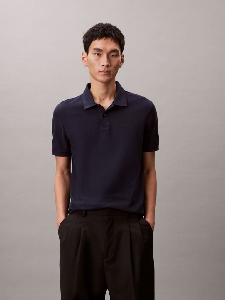 Blue Piqué Tipping Polo Shirt  Men
