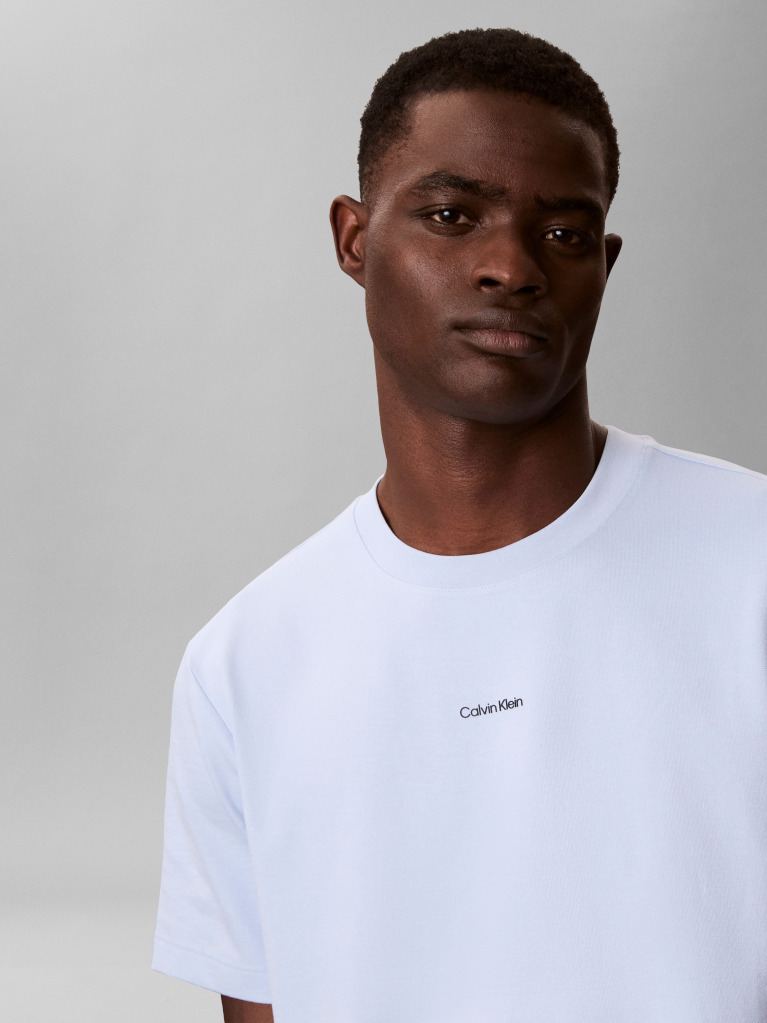 Μπλε Κοντομάνικο T-Shirt Από Ελαστικό Πικέ  Άνδρας