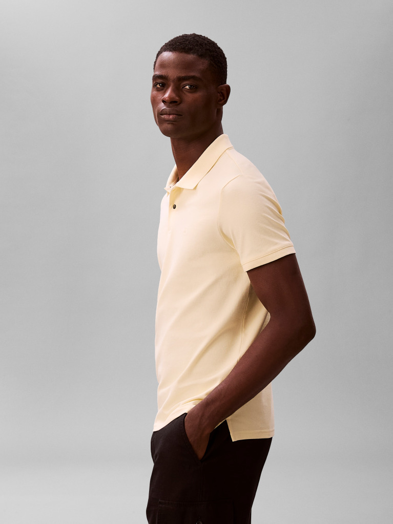 Yellow Supima Cotton Slim Refined Pique Polo Shirt  Men