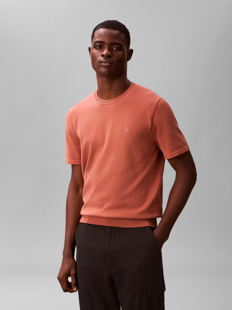 Brown Pima Cotton Short Sleeve Jumper  Men