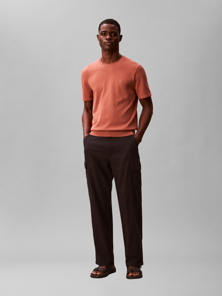 Brown Pima Cotton Short Sleeve Jumper  Men