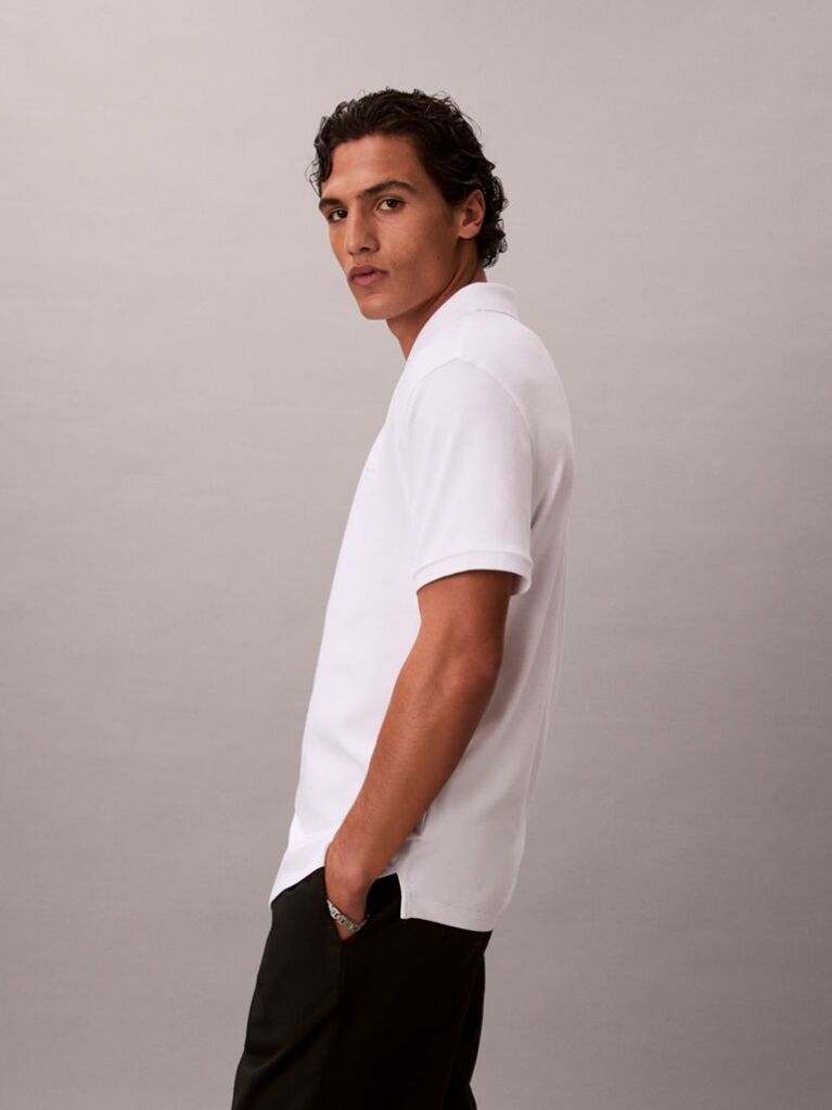 White Supima Cotton Short-Sleeve Zip Polo  Men