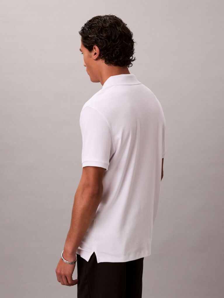 White Supima Cotton Short-Sleeve Zip Polo  Men
