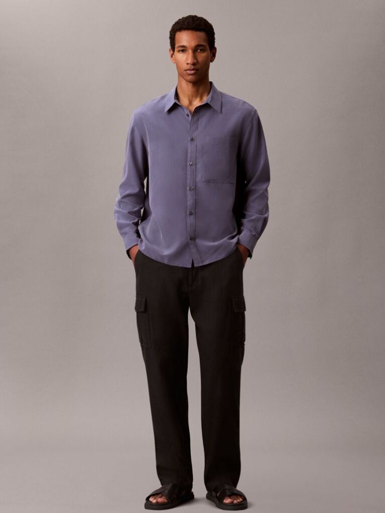 Blue Soft Modal Relaxed Shirt  Men