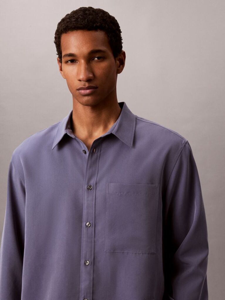 Blue Soft Modal Relaxed Shirt  Men