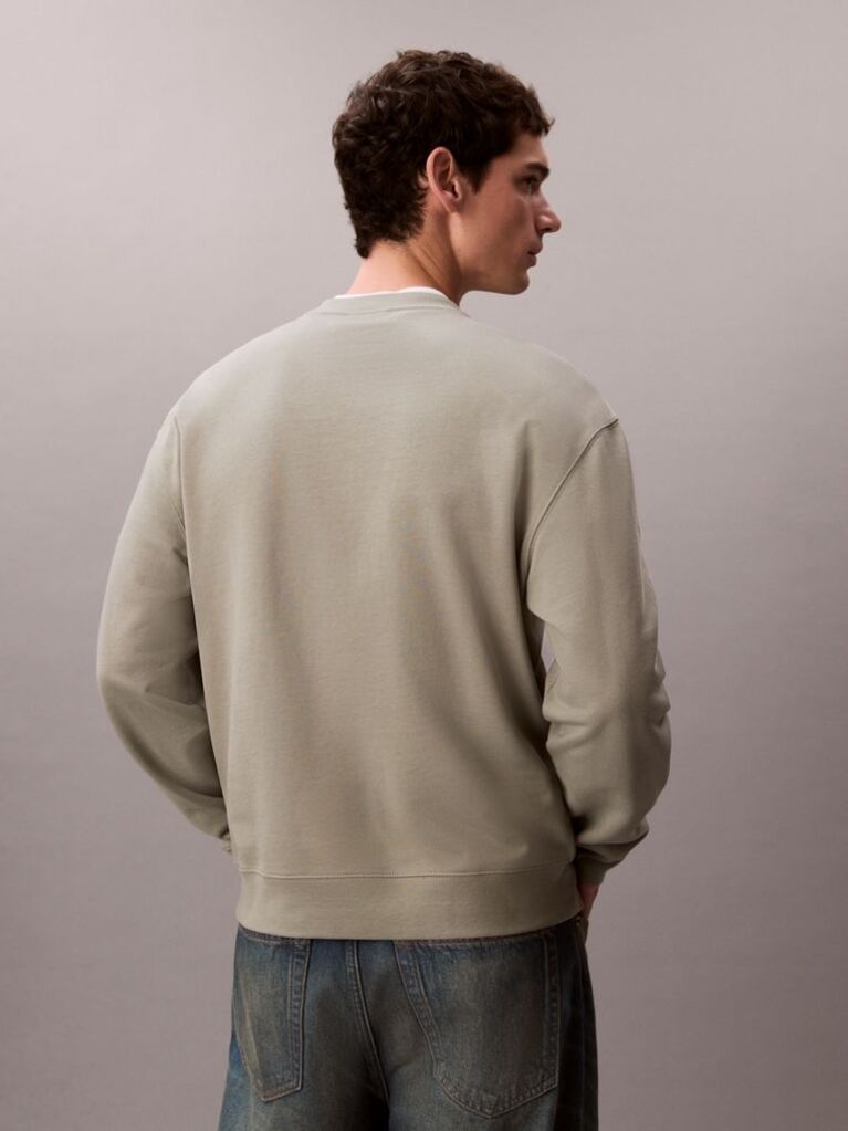 Green Embossed Logo Crew-Neck Sweatshirt  Men