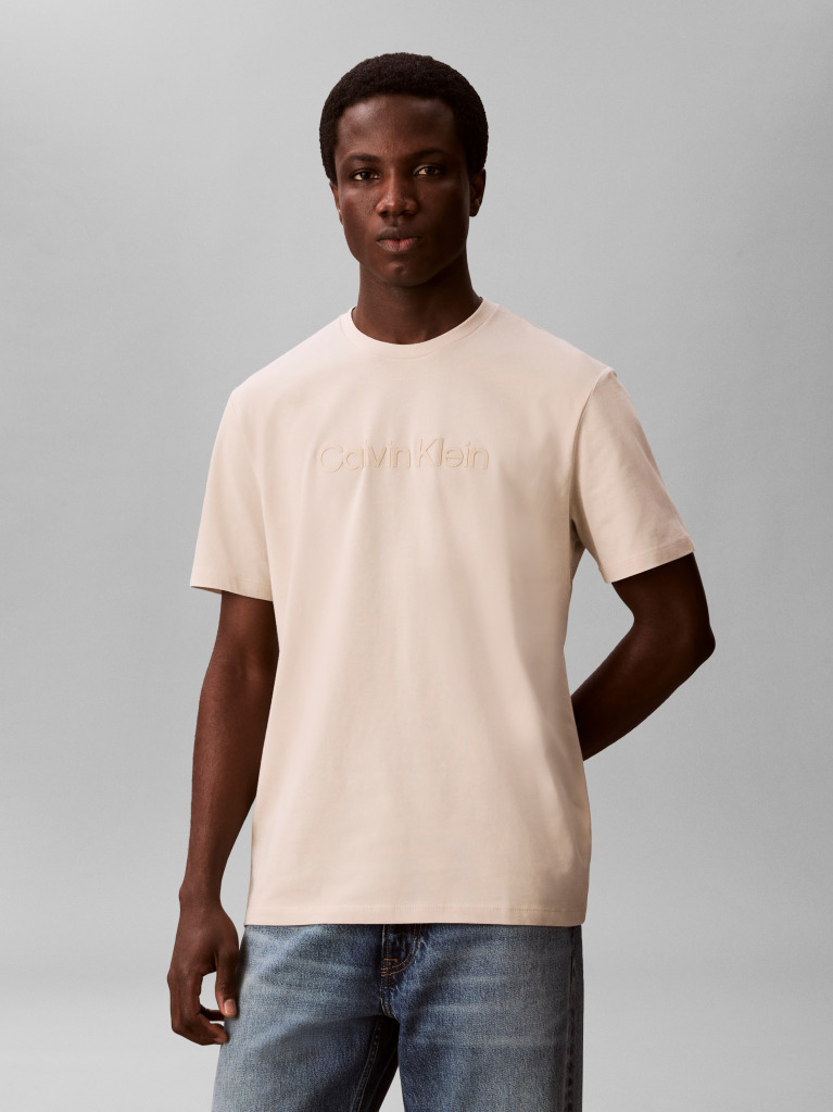 Μπεζ T-shirt Με Γραφικό Λογότυπο  Άνδρας