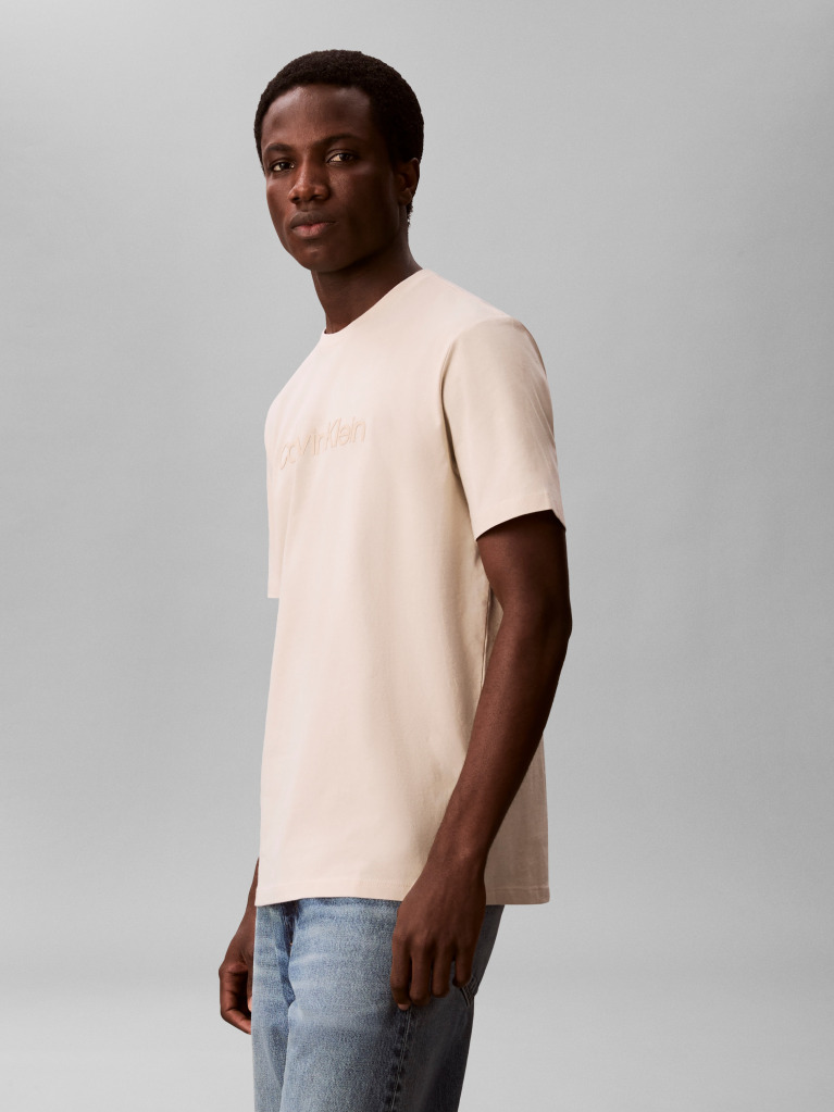Μπεζ T-shirt Με Γραφικό Λογότυπο  Άνδρας