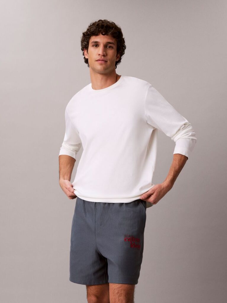 Blue Embroidered Logo Jogger Shorts  Men