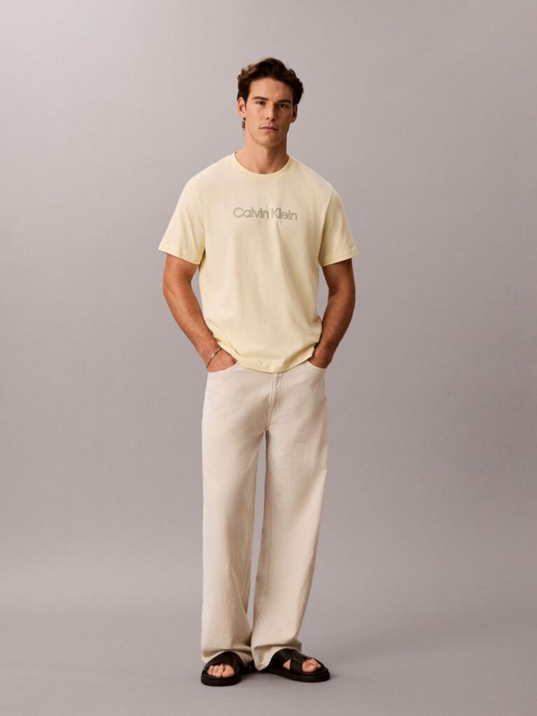 Beige Relaxed Logo T-shirt  Men