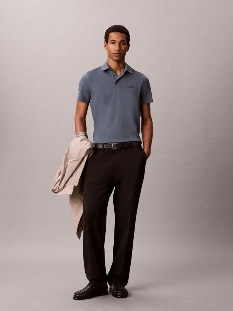 Blue Slim Cotton Badge Polo Shirt  Men