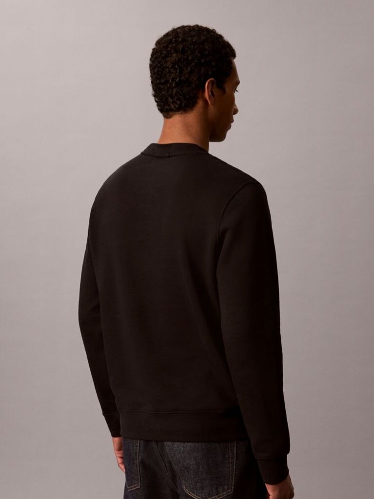 Black Rubberised Logo Terry Crew Neck Jumper  Men
