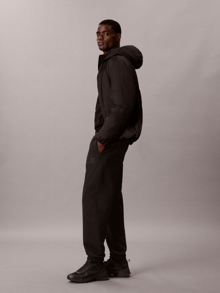 Black Rubberised Logo Cuffed Leg Terry Joggers  Men