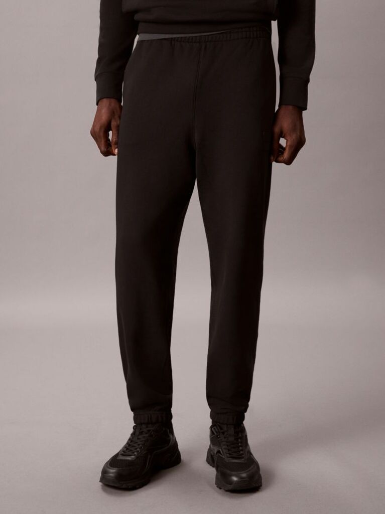 Black Rubberised Logo Cuffed Leg Terry Joggers  Men