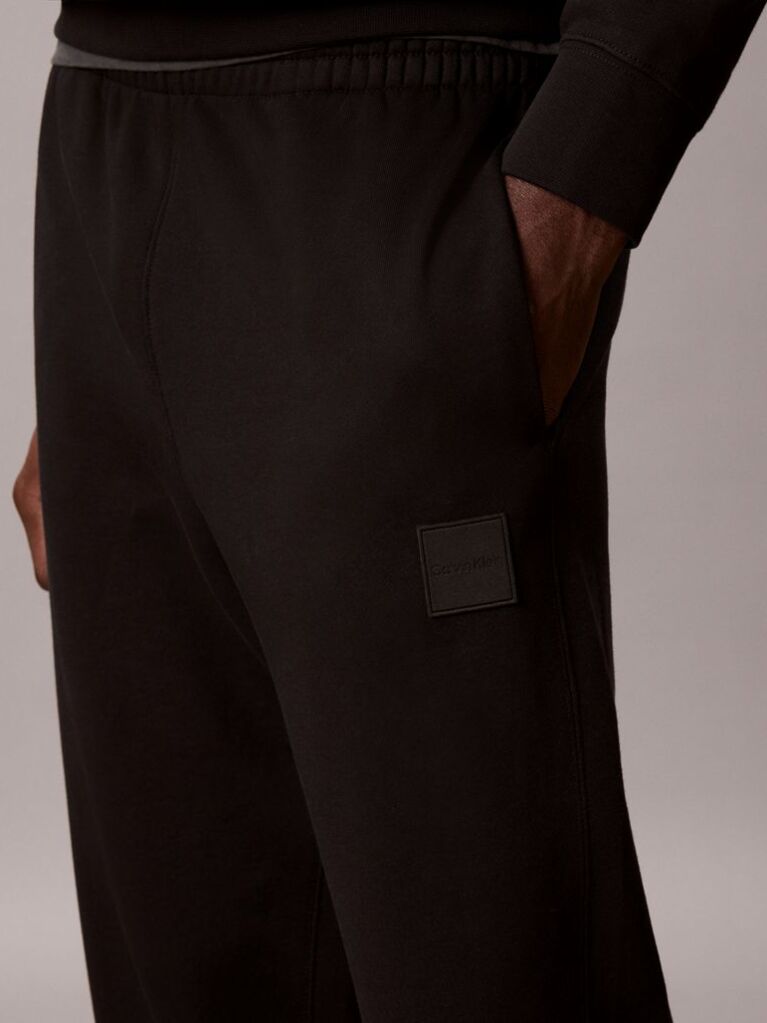 Black Rubberised Logo Cuffed Leg Terry Joggers  Men