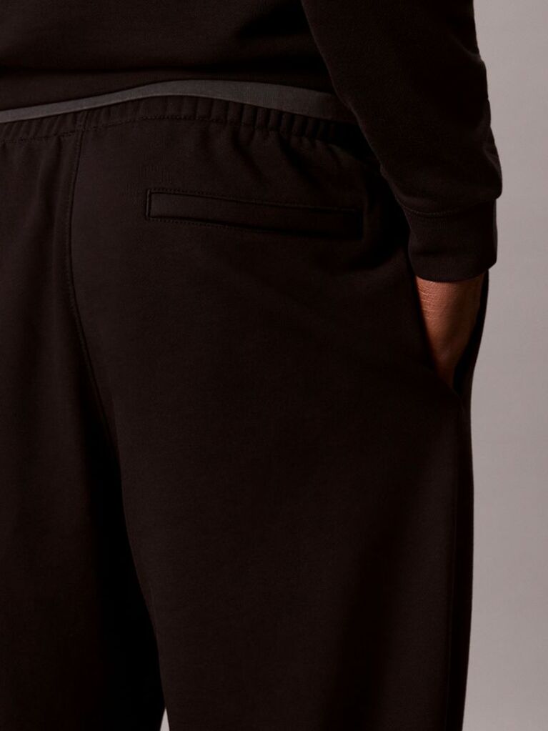 Black Rubberised Logo Cuffed Leg Terry Joggers  Men